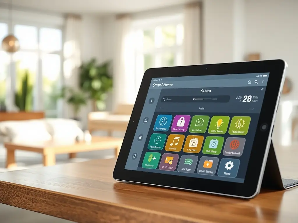 A smart thermostat interface on a tablet, demonstrating the ease of managing home climate with Action's intuitive control system.